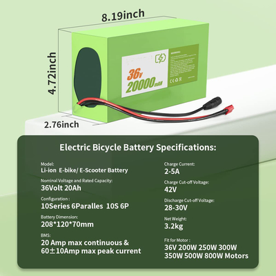XT60 بطارية بندقية فاسيال 100W-600W 36V 8Ah بطارية ليثيوم مع شاحن 2A